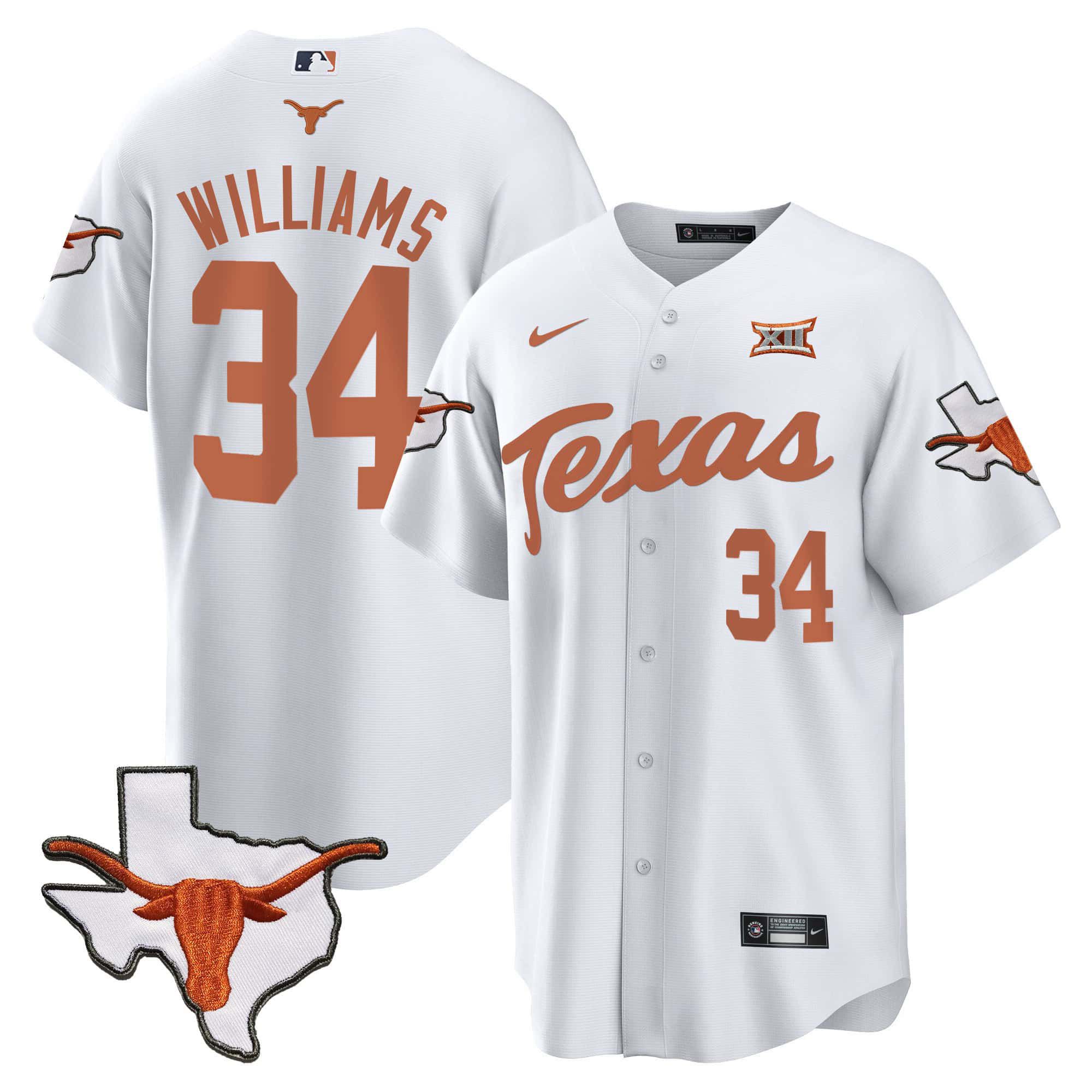 Men Texas Longhorns #34 Williams White 2024 Baseball NCAA Jersey->indianapolis colts->NFL Jersey